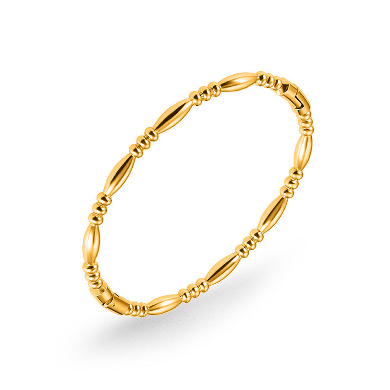 Wholesale Simple and Elegant Style Gold Bamboo Solid Stainless Steel Bracelet